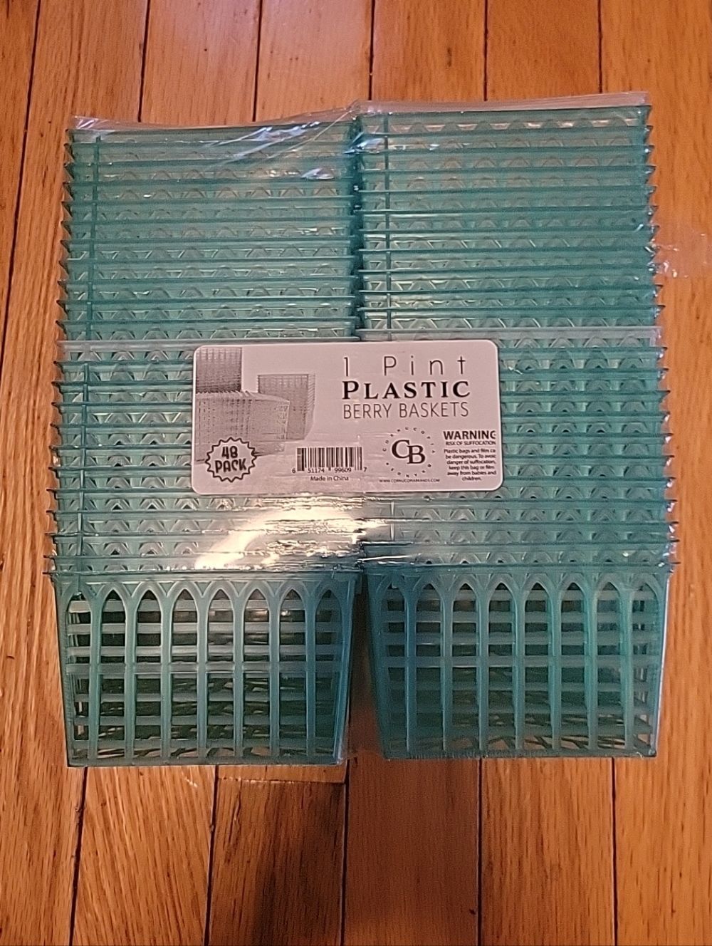 48-Pack Pint Size Plastic Berry Baskets, 4-Inch Berry Boxes with Open- Pattern